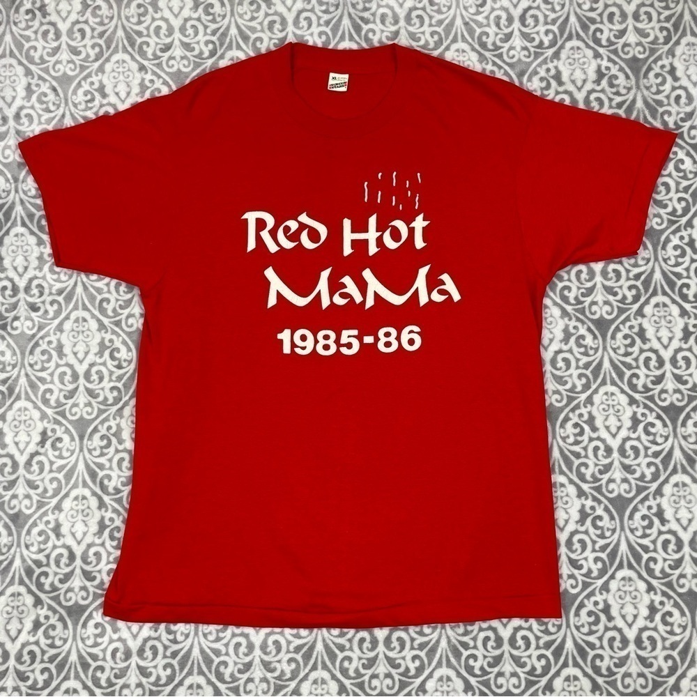 vintage 80's t shirt single stitch graphic red cotton blend made in usa men's xl